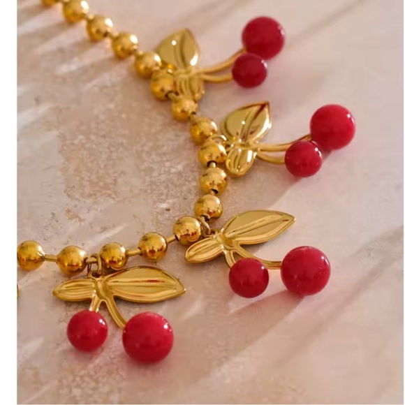 Cherry La Cherie 18K Gold Stainless Steel Waterproof Necklace - Picture 11 of 17